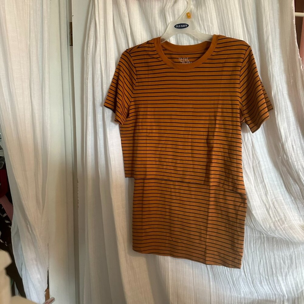 Nursing, Breastfeeding, Discreet, Nutmeg, stripe short sleeve